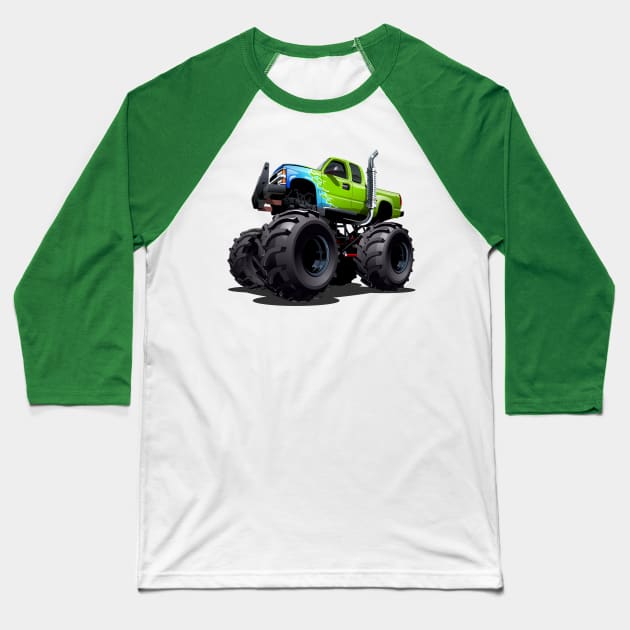 Cartoon monster truck Baseball T-Shirt by Mechanik